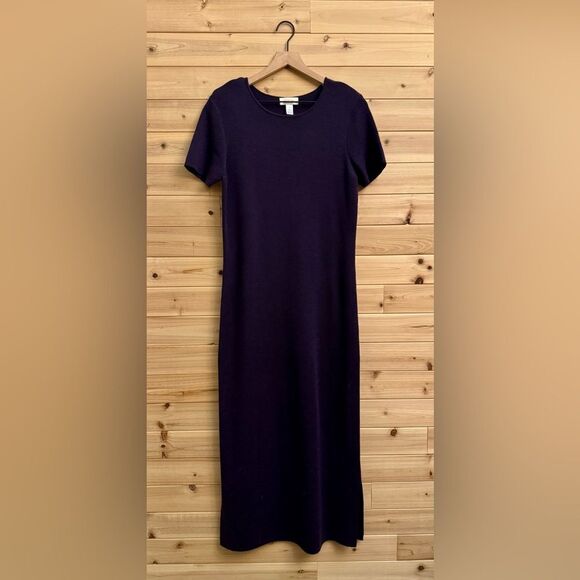 Vintage Talbots Size Medium Eggplant Purple Merino Wool  Maxi Dress - Picture 1 of 12